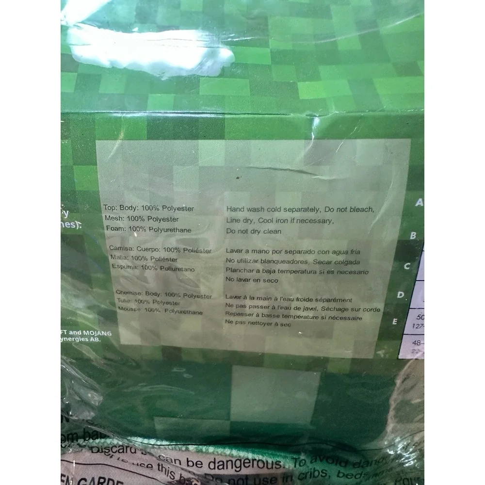 Minecraft Creeper Child Costume, Size M (7-8), Mask And Body, crack In Mask NEW - Picture 8 of 9